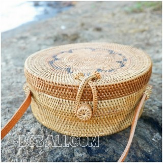 ata rattan hand woven handbags around motif ethnic bali design 